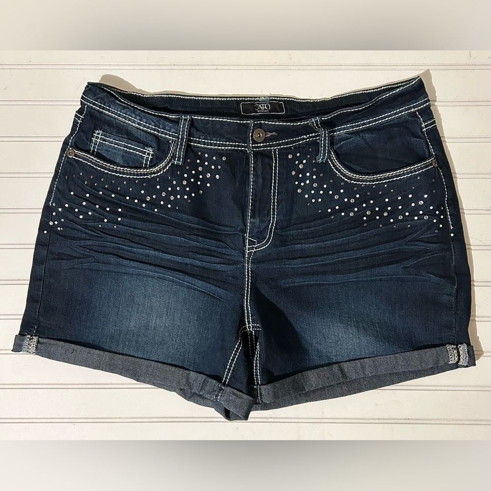 Cato Dark Blue Denim Shorts with Stud Accents